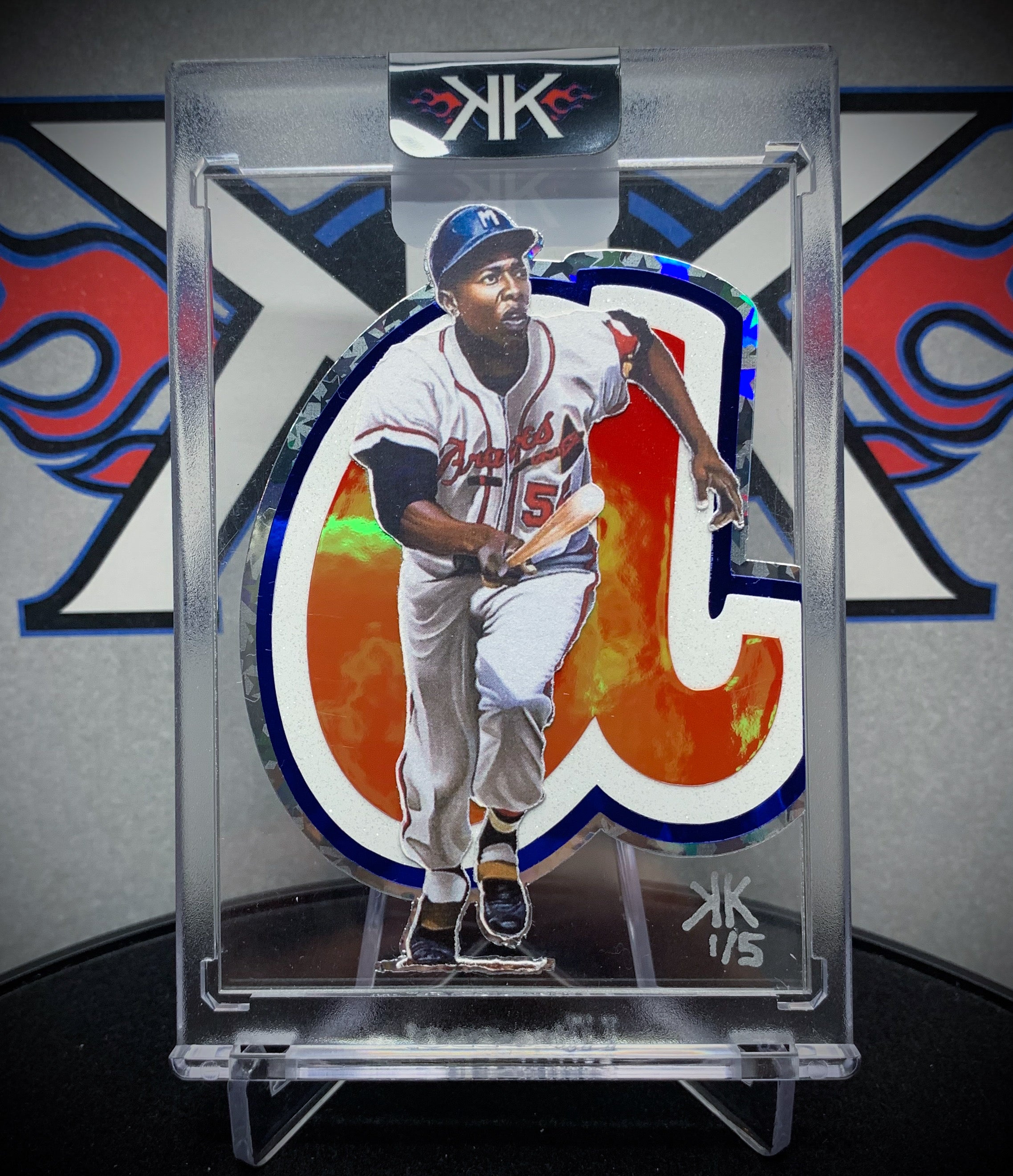 Hank Aaron Vintage A Cardart ICE – Ken Karl Sports Art