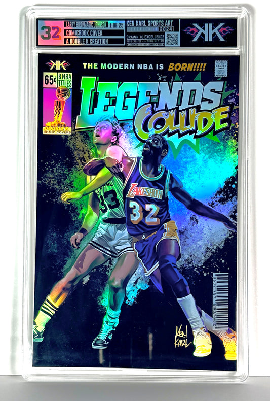 Larry Bird Magic Johson/Legends Collide Comic Sized Foil Slab 1:25
