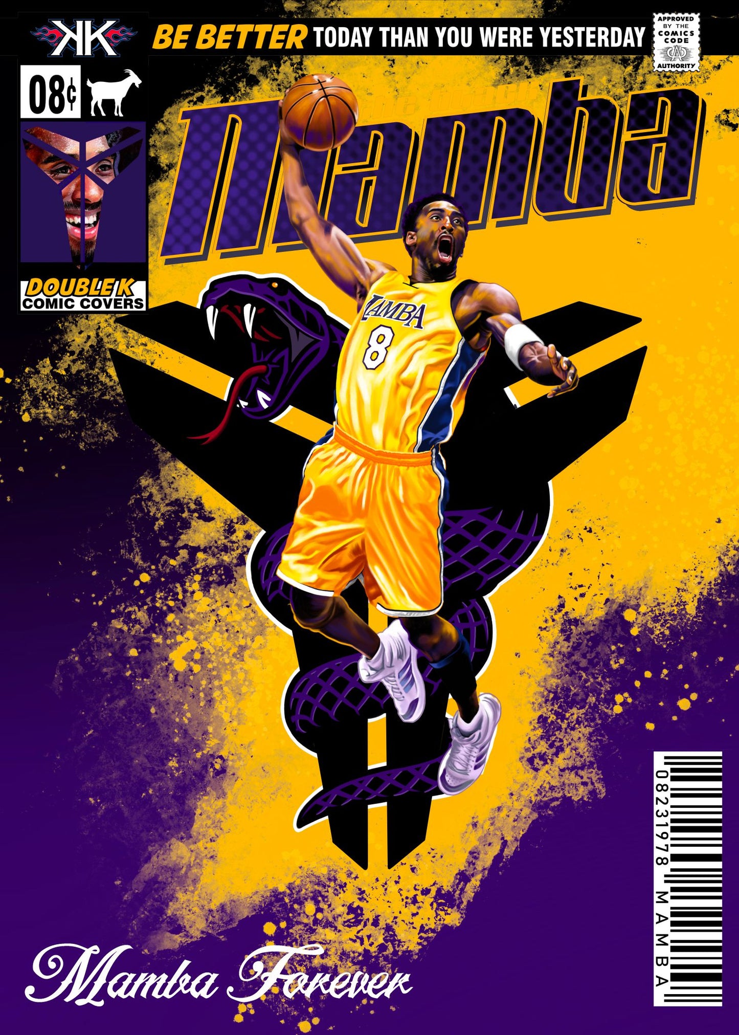 Kobe Bryant Mamba Purple and Gold Comic Sized Foil Slab 1:25