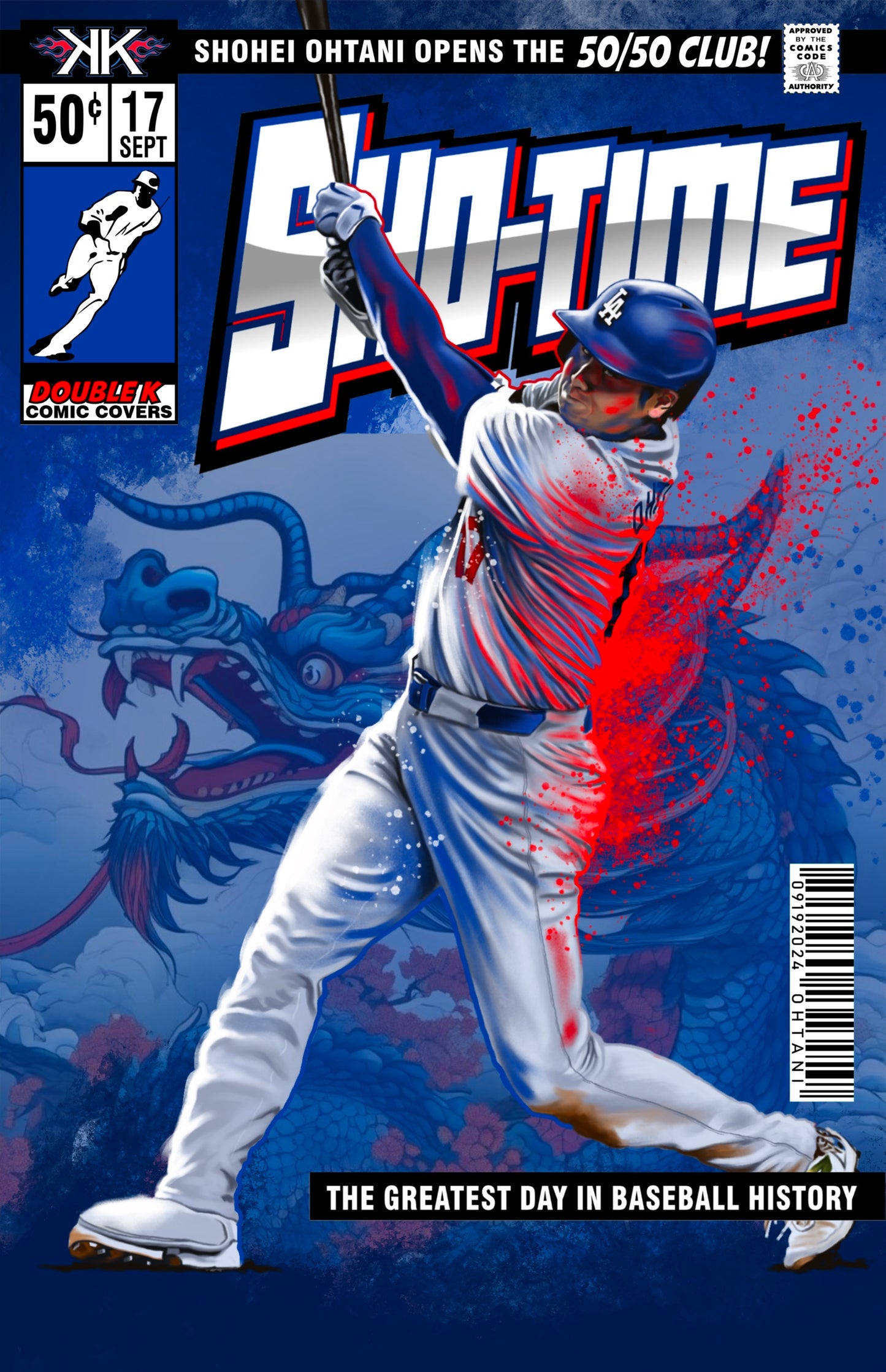 Shohei Ohtani 50-50/Dragon Comic Sized Foil Slab 1:25