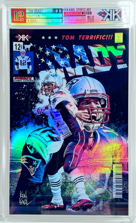 Tom Brady Comic Book Cover Comic Sized Foil Slab 1:25