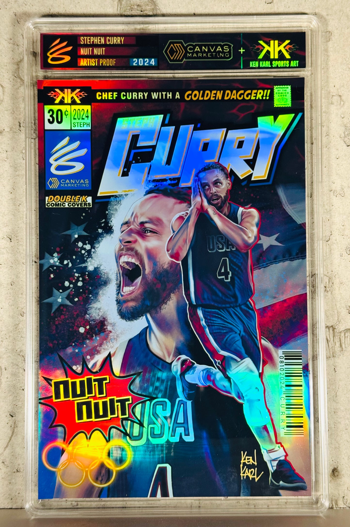 Steph Curry NUIT NUIT comic sized foil slab 1:25