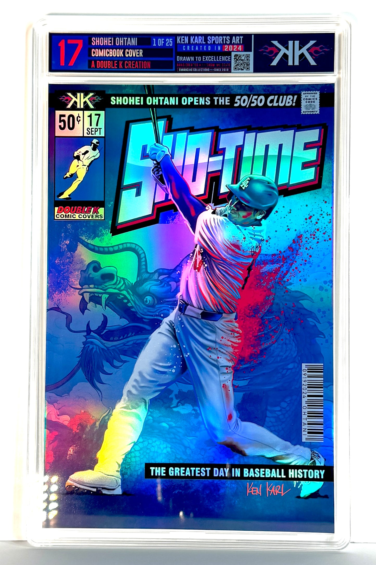 Shohei Ohtani 50-50/Dragon Comic Sized Foil Slab 1:25
