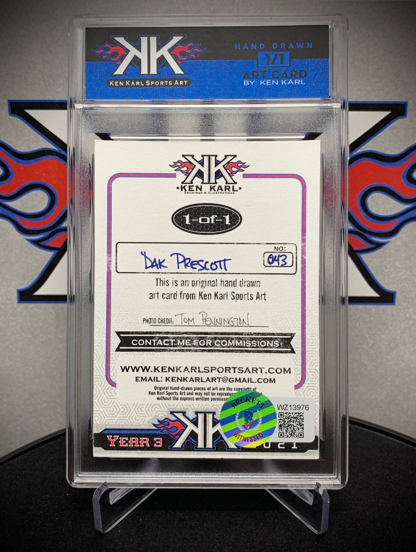 Dak Prescott AUTOGRAPHED 1/1 Sketch Card