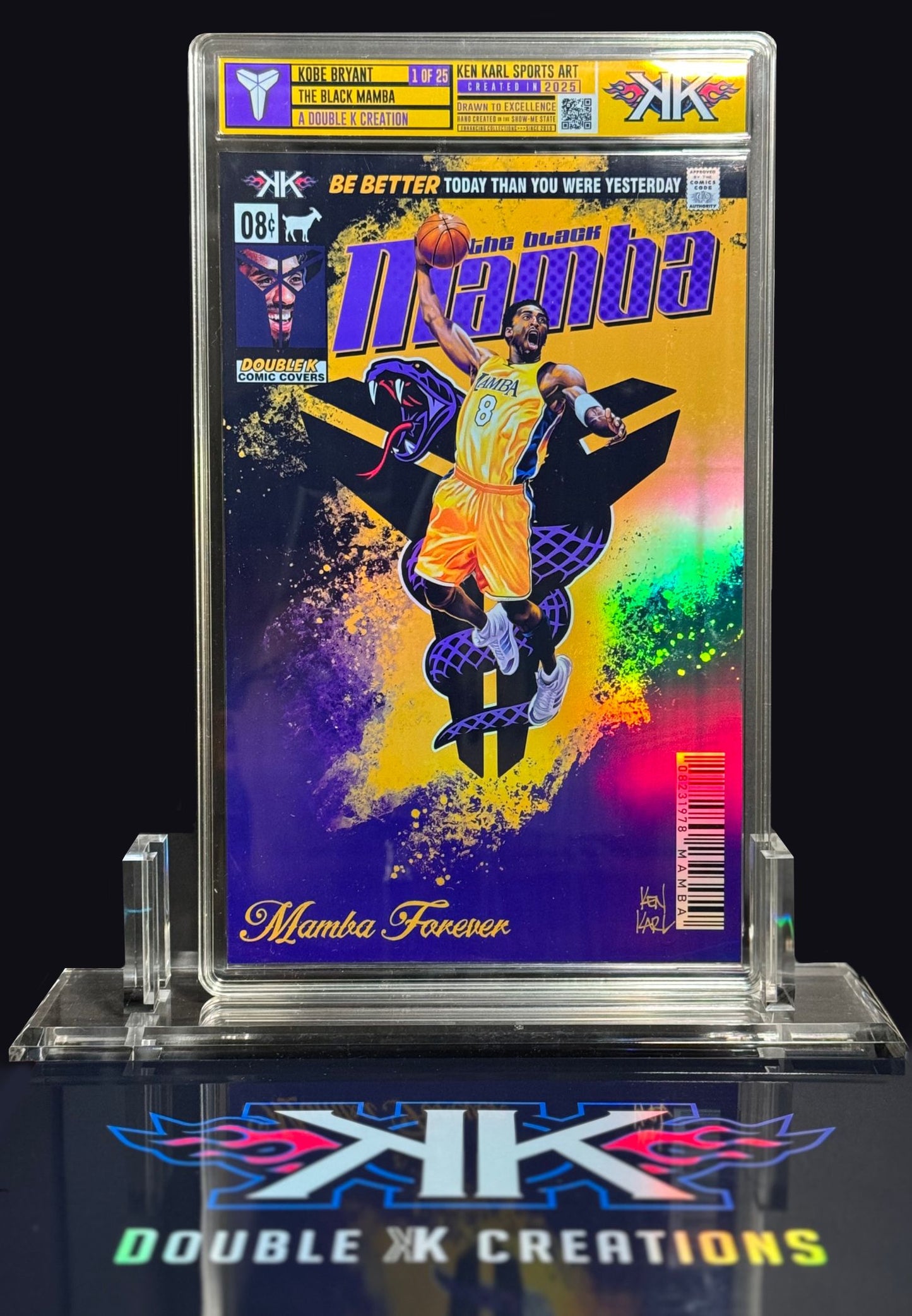 Kobe Bryant Mamba Purple and Gold Comic Sized Foil Slab 1:25
