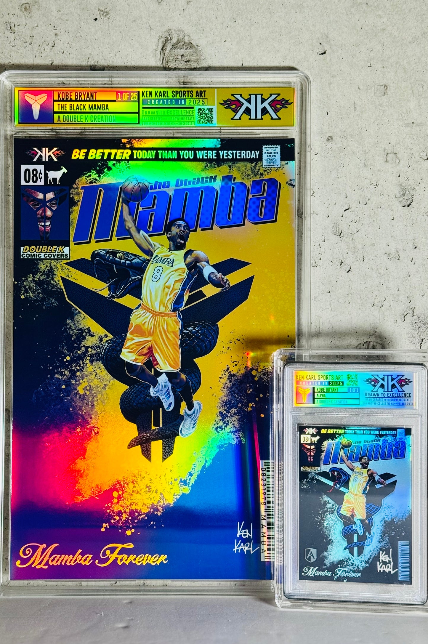 Kobe Bryant Mamba Purple and Gold Comic Sized Foil Slab 1:25