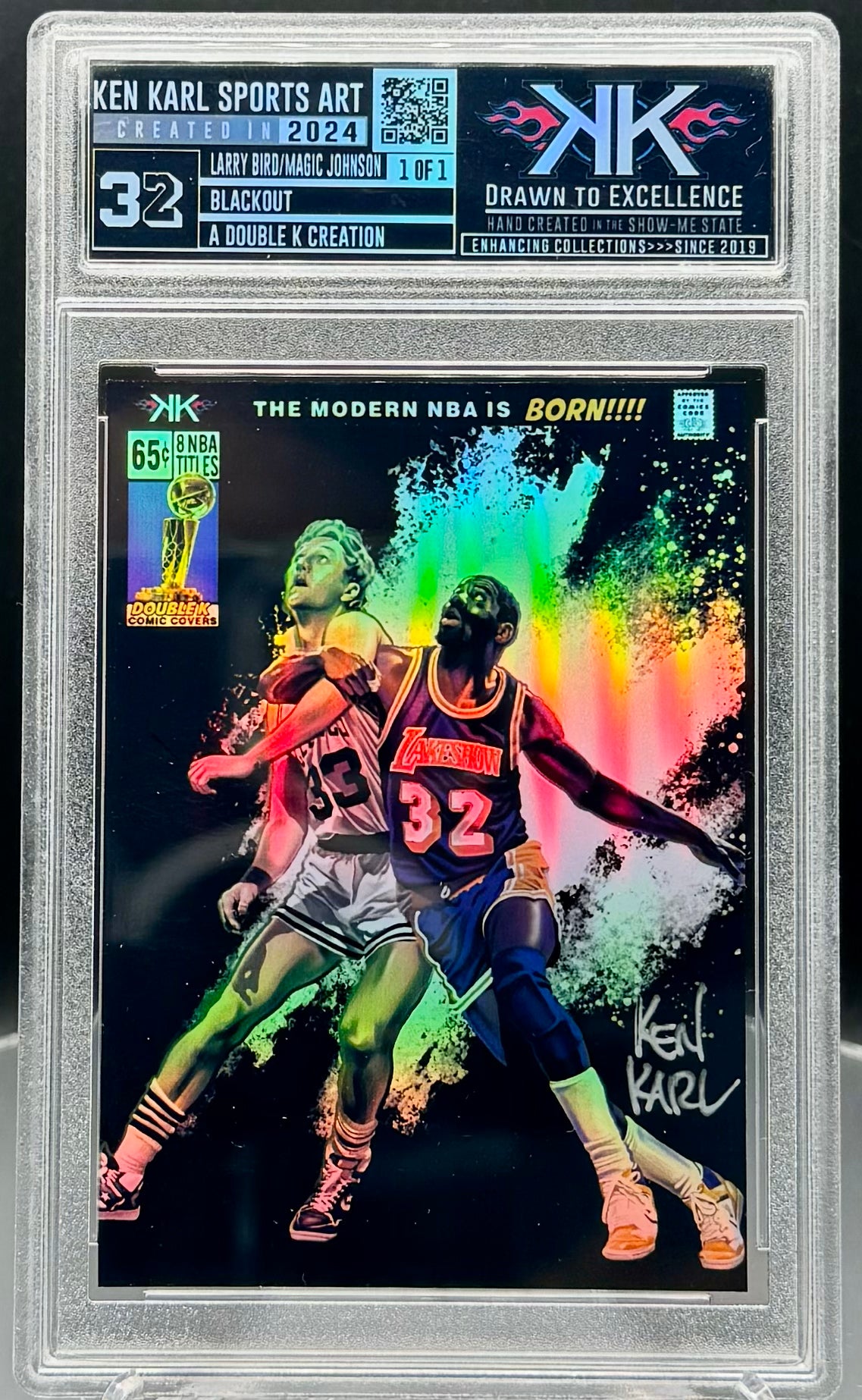 Larry Bird and Magic Johnson 1/1 cardart