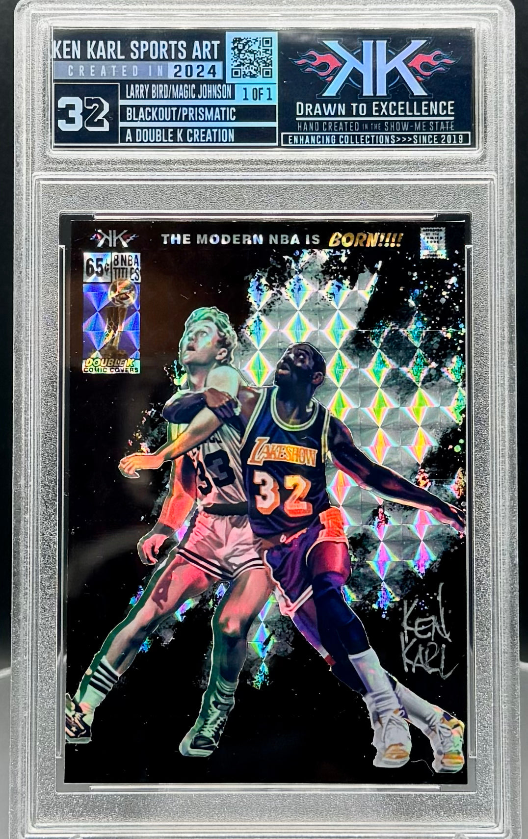 Larry Bird and Magic Johnson 1/1 cardart