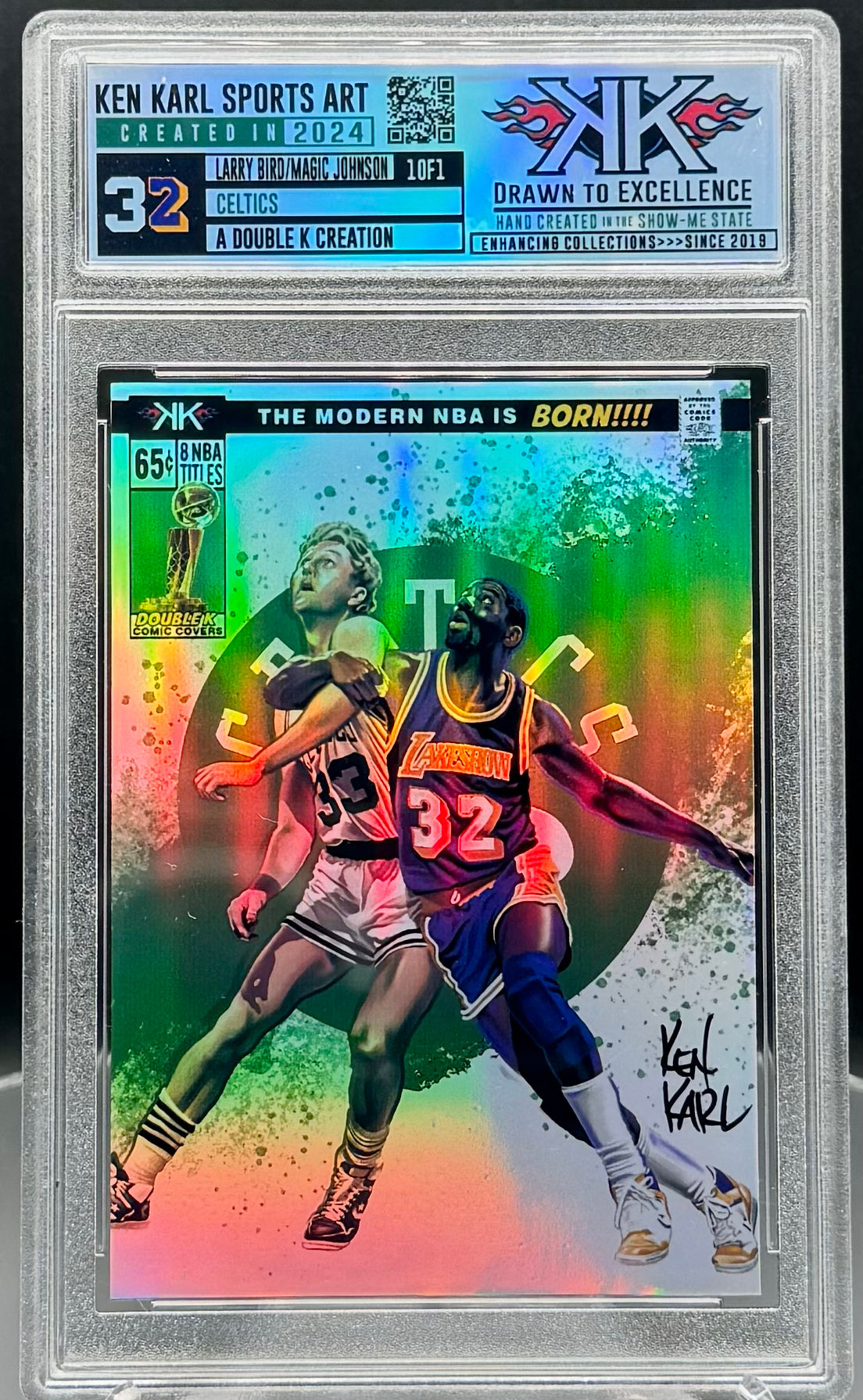 Larry Bird and Magic Johnson 1/1 cardart