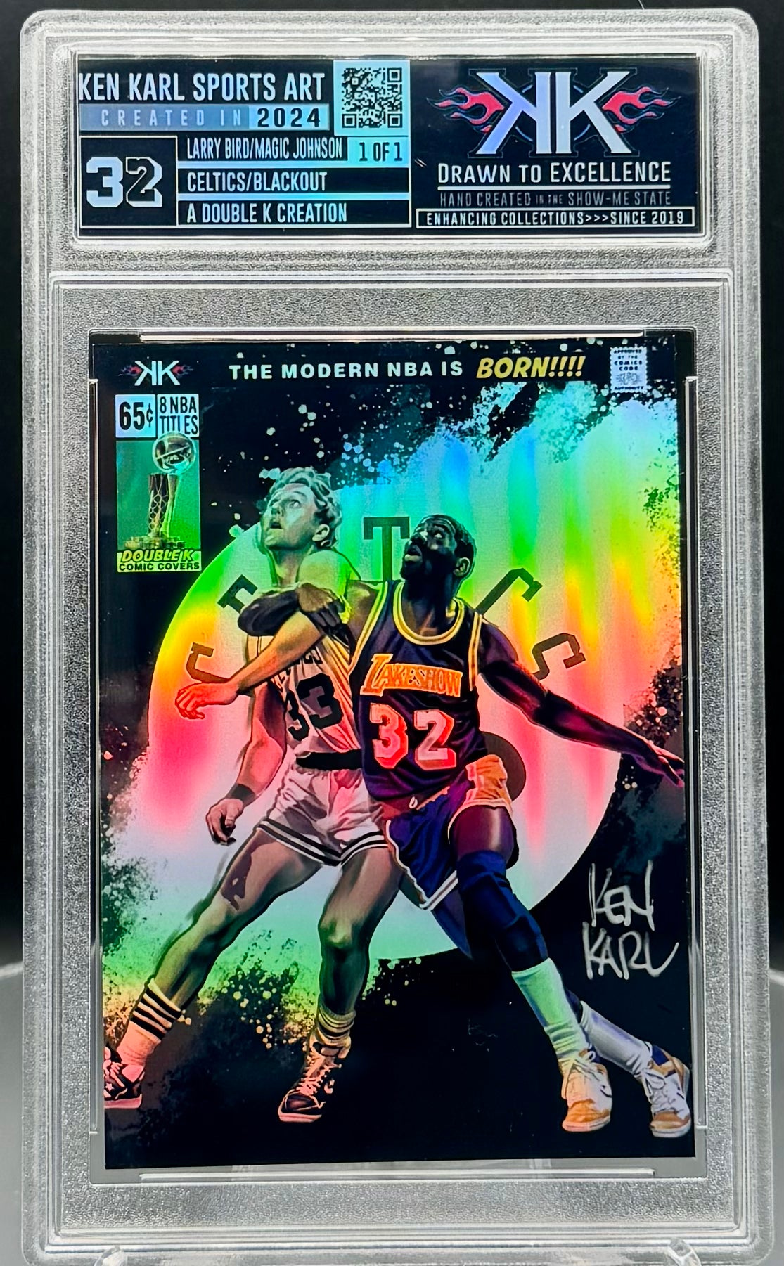 Larry Bird and Magic Johnson 1/1 cardart