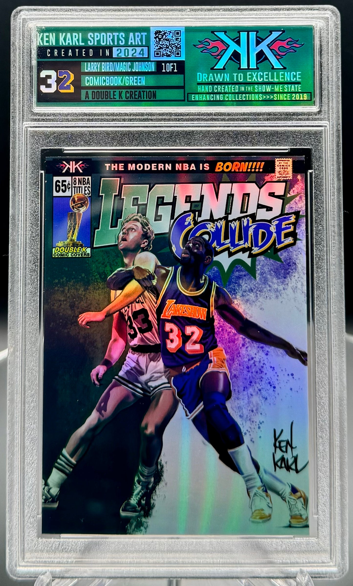 Larry Bird and Magic Johnson 1/1 cardart