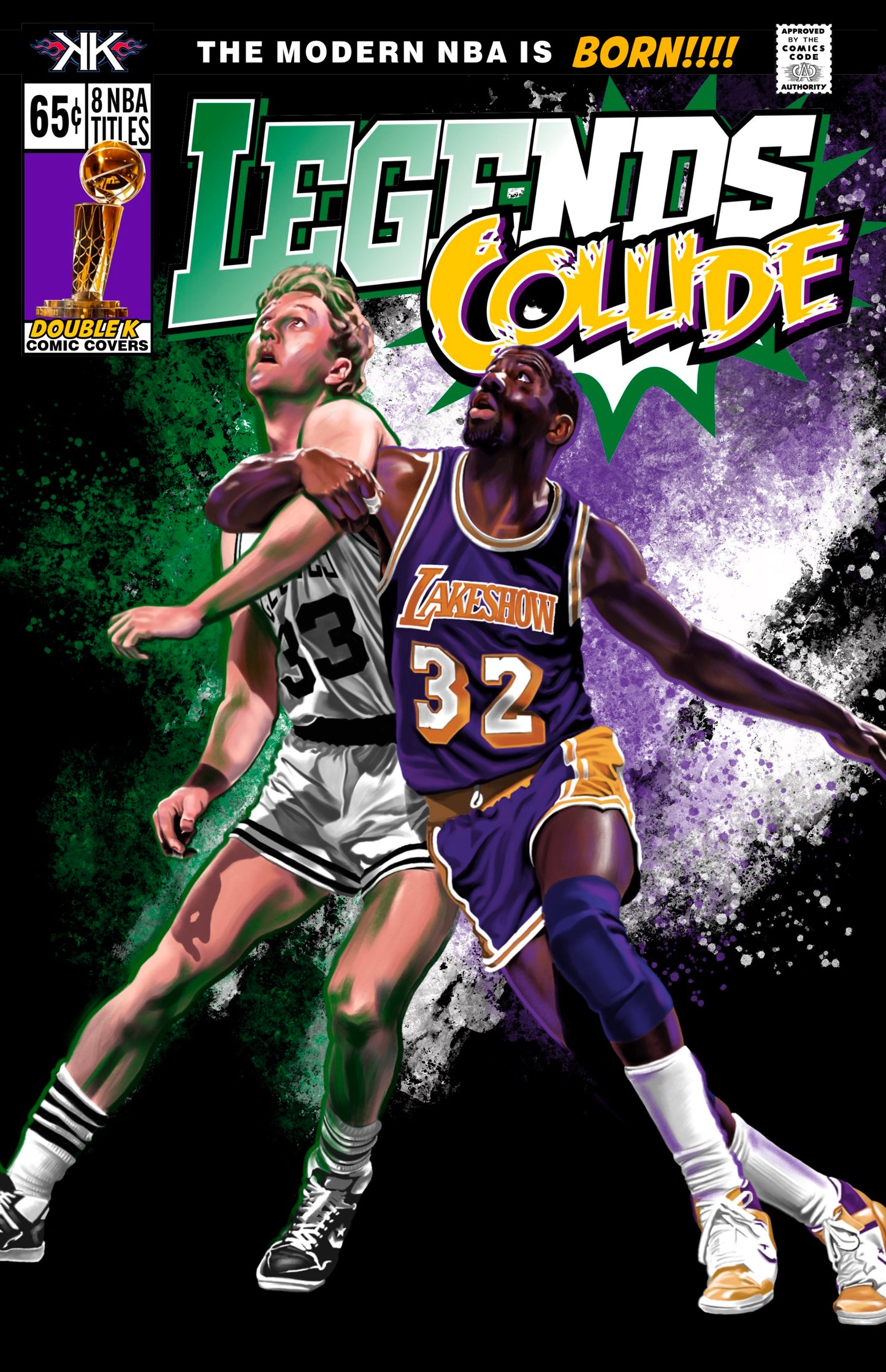 Larry Bird Magic Johson/Legends Collide Comic Sized Foil Slab