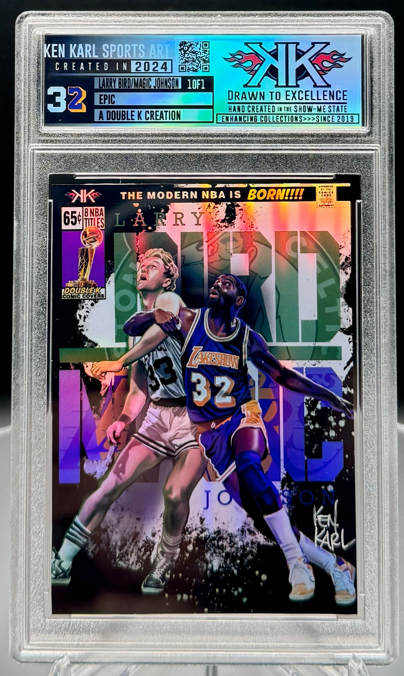 Larry Bird and Magic Johnson 1/1 cardart