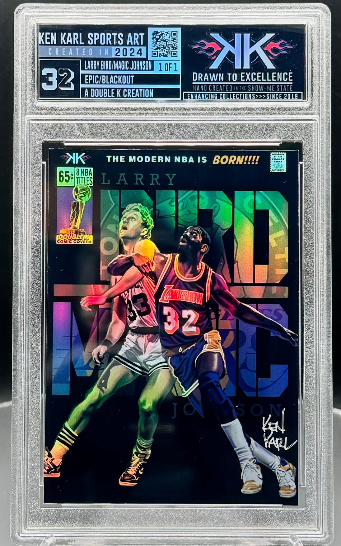 Larry Bird and Magic Johnson 1/1 cardart