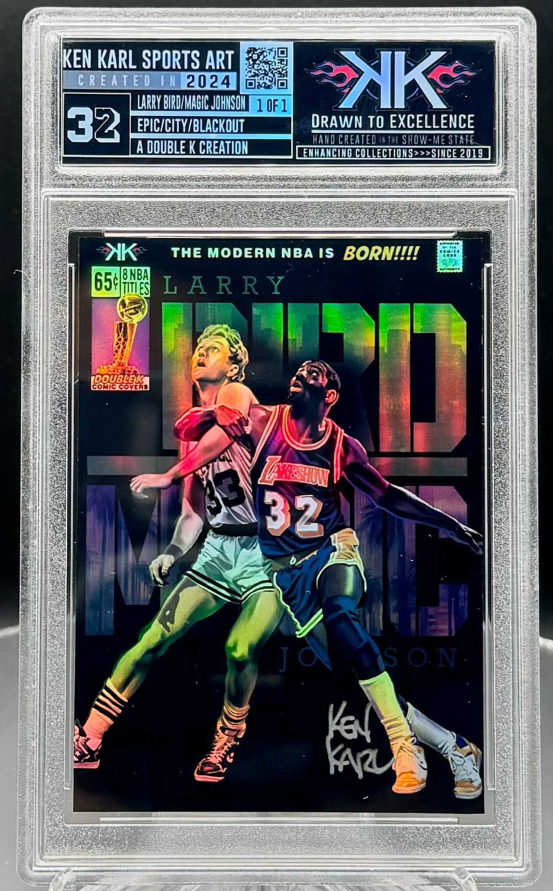 Larry Bird and Magic Johnson 1/1 cardart