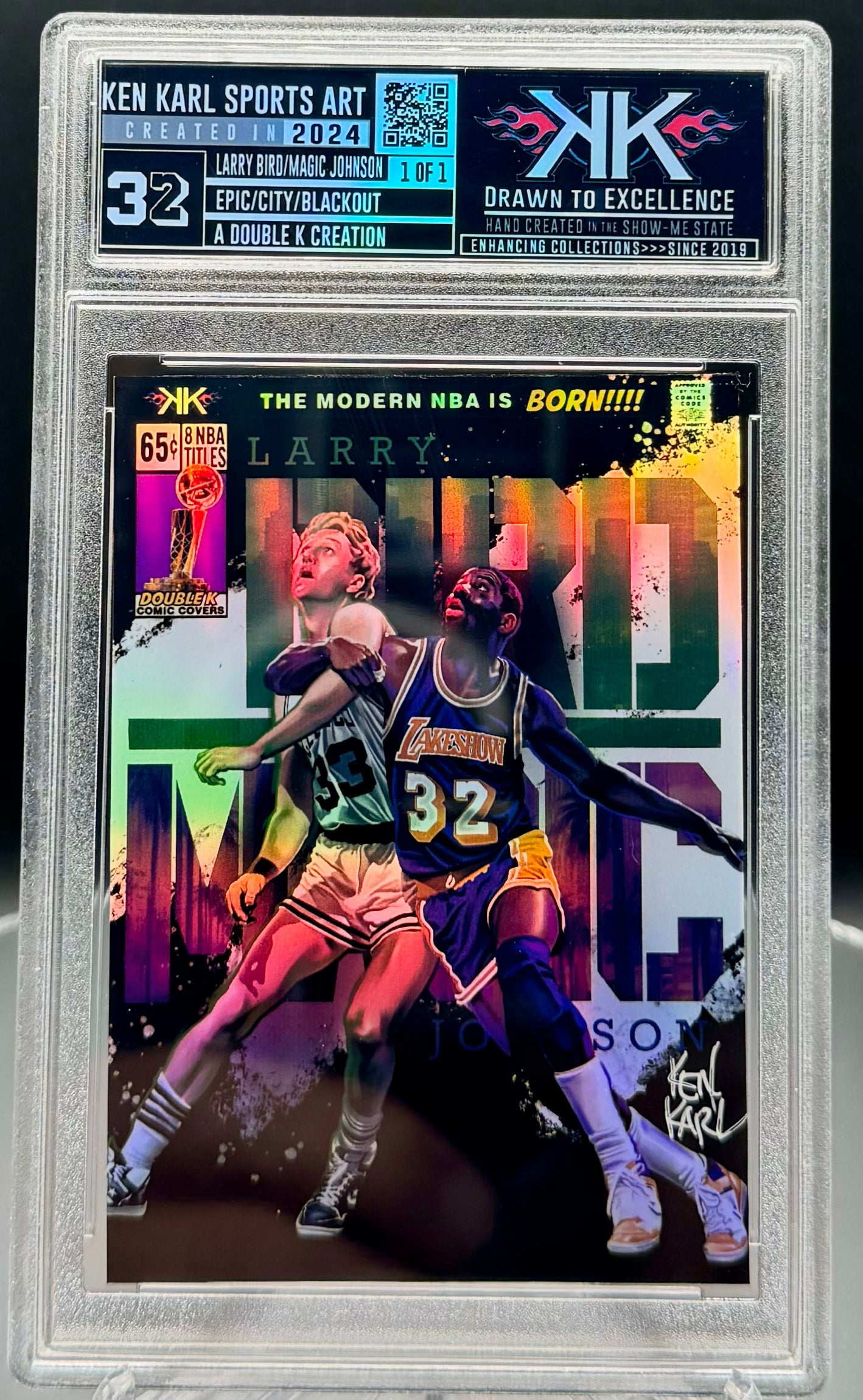 Larry Bird and Magic Johnson 1/1 cardart