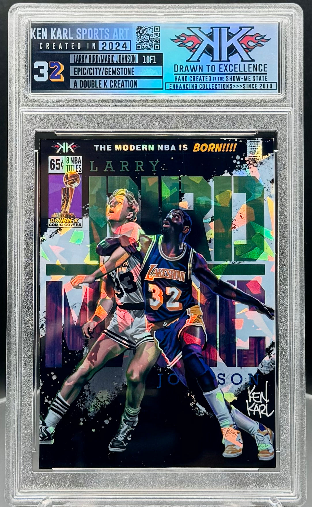 Larry Bird and Magic Johnson 1/1 cardart