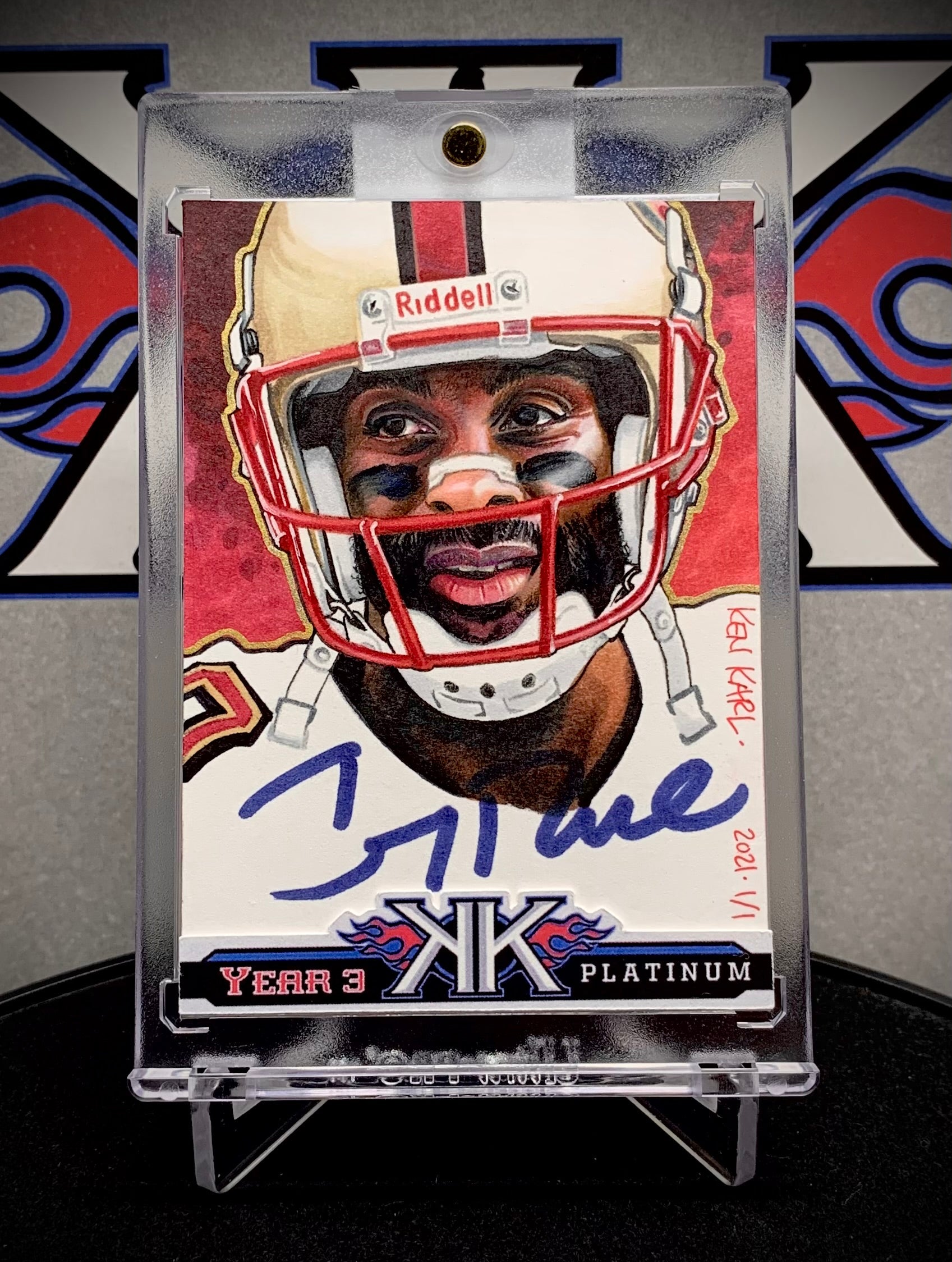 Jerry Rice AUTOGRAPHED 1/1 Sketch Card – Ken Karl Sports Art