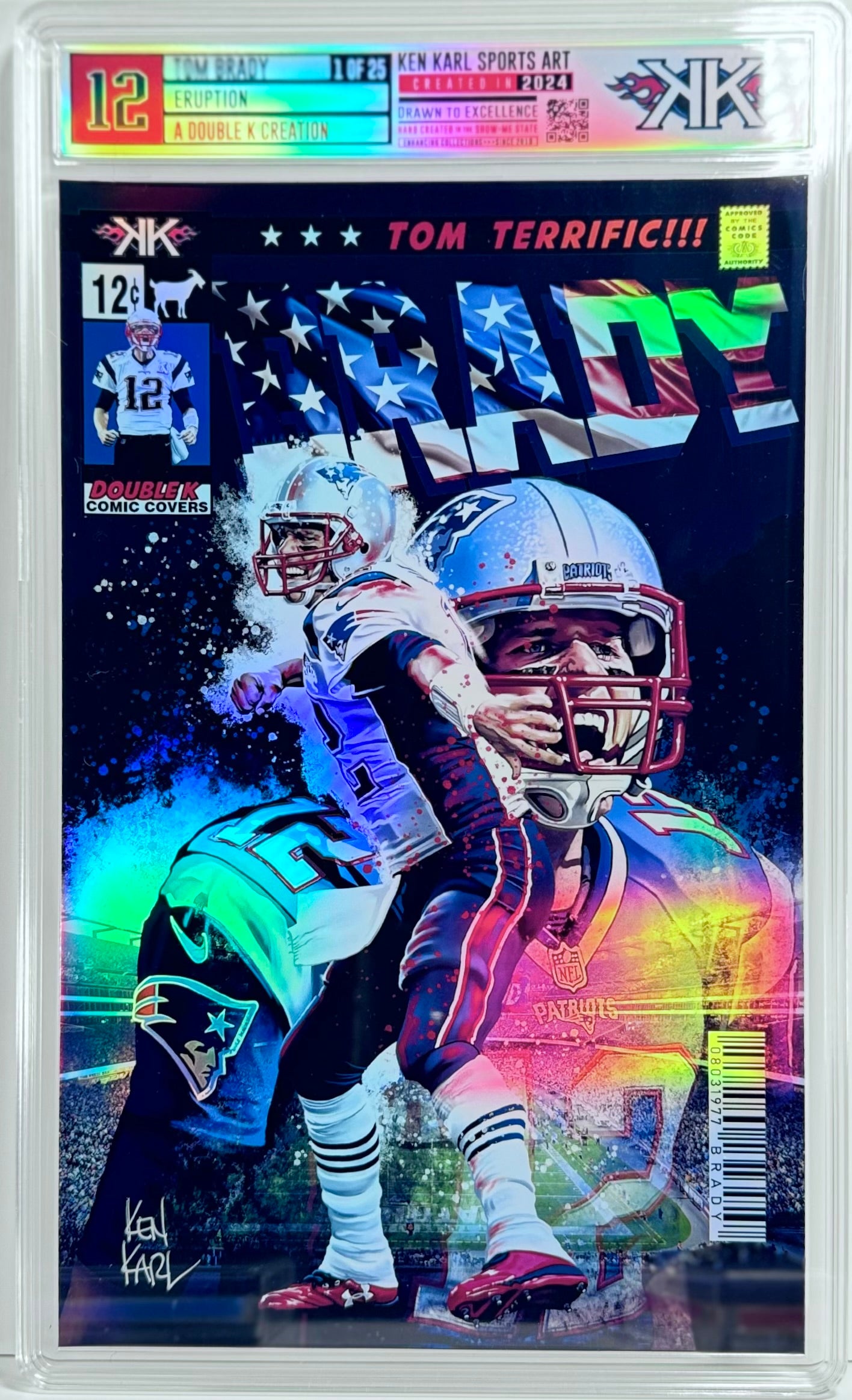 Tom Brady Comic Book Cover Comic Sized Foil Slab