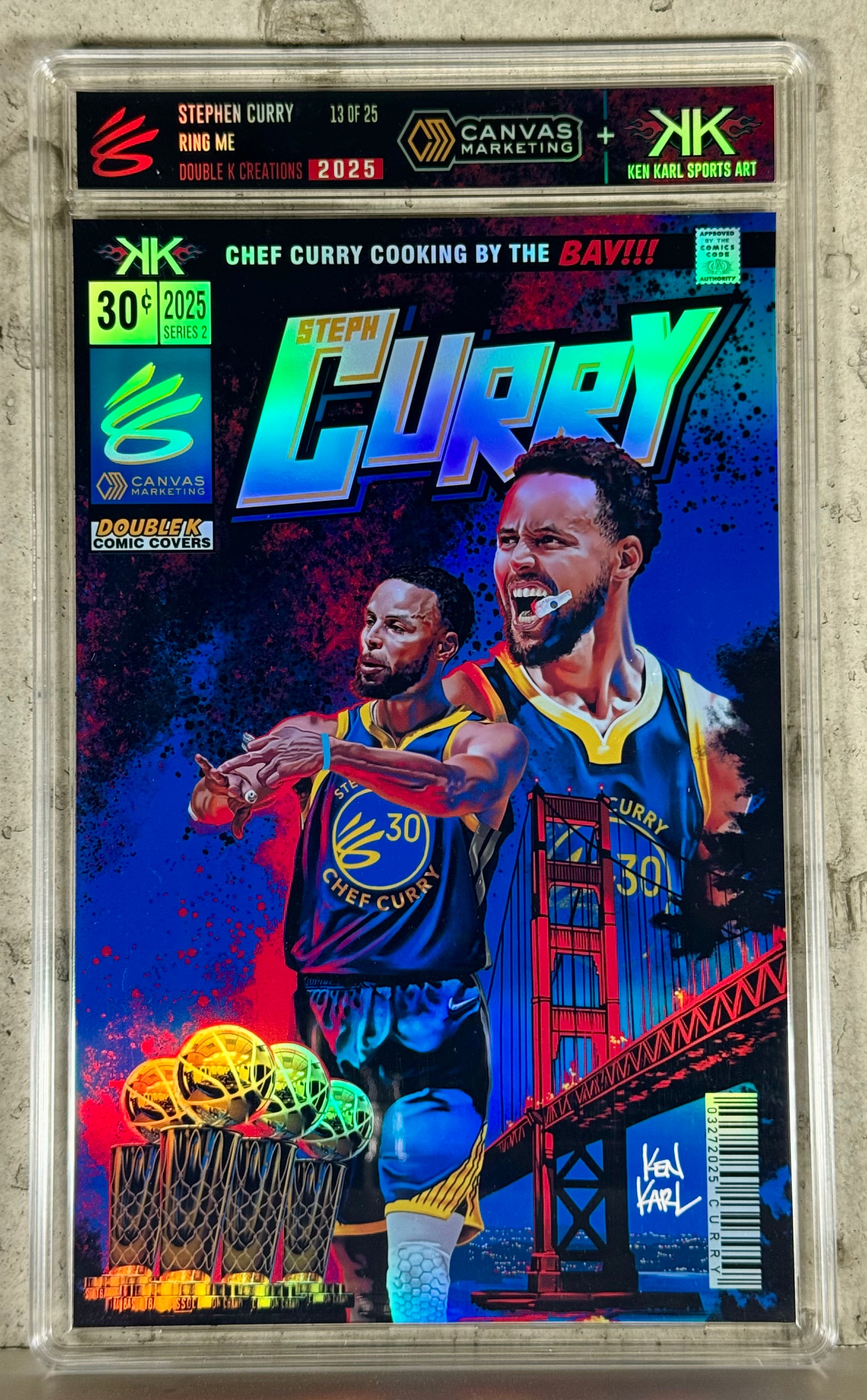 Steph Curry RING ME comic sized foil slab 1:25 – Ken Karl Sports Art Steph Curry RING ME comic sized foil slab 1:25 – Ken Karl Sports Art