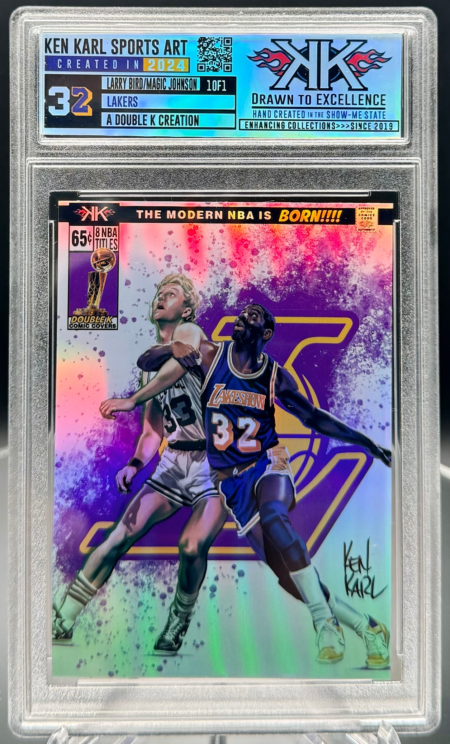 Larry Bird and Magic Johnson 1/1 cardart