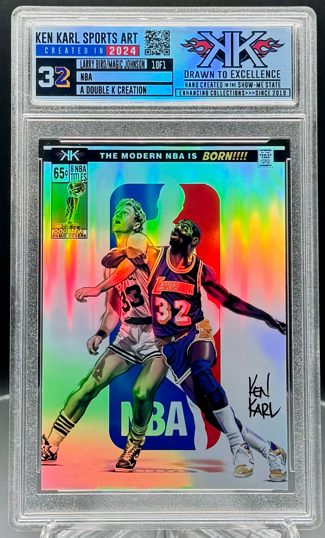 Larry Bird and Magic Johnson 1/1 cardart