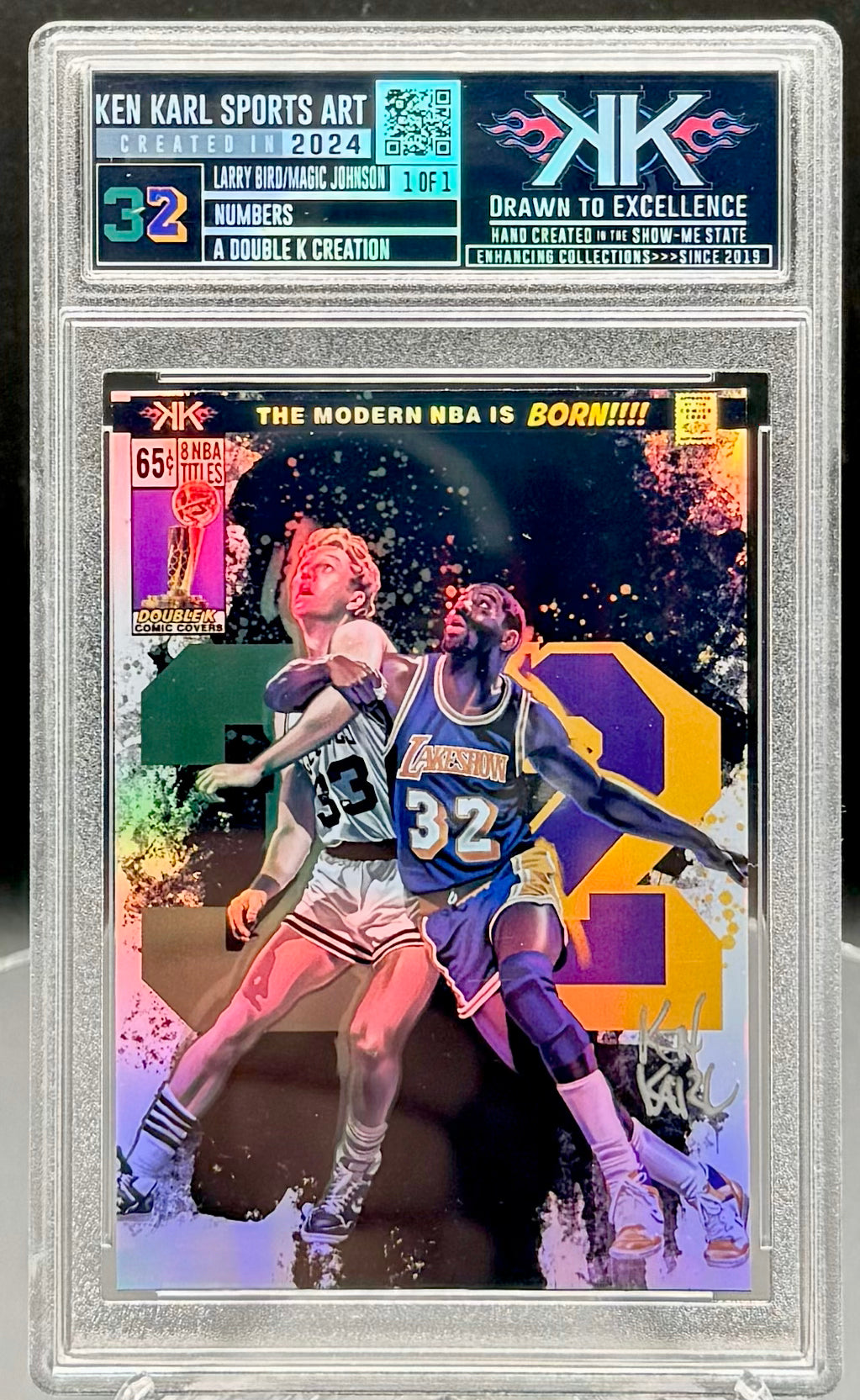 Larry Bird and Magic Johnson 1/1 cardart