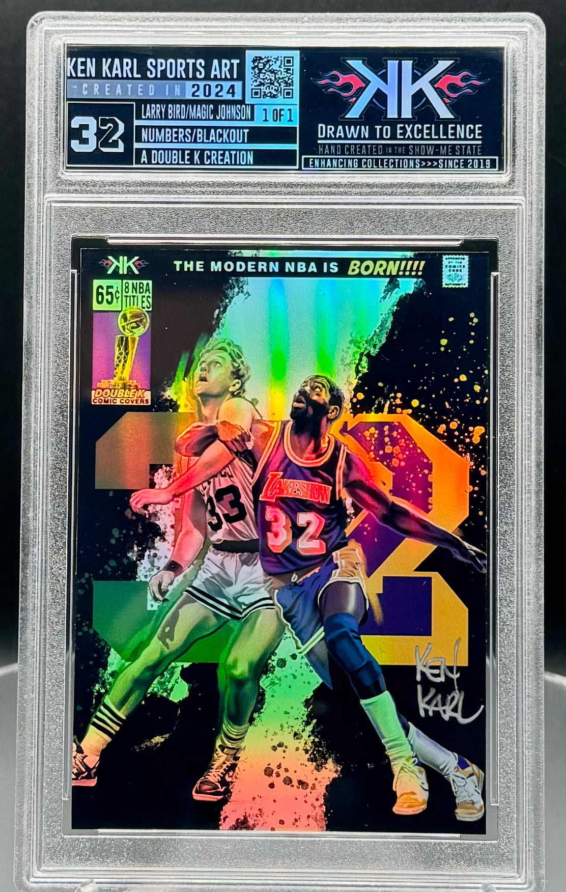 Larry Bird and Magic Johnson 1/1 cardart