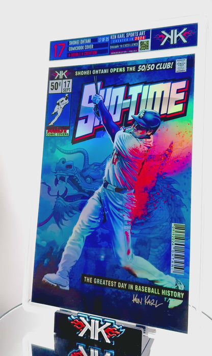 Shohei Ohtani 50-50/Dragon Comic Sized Foil Slab 1:25