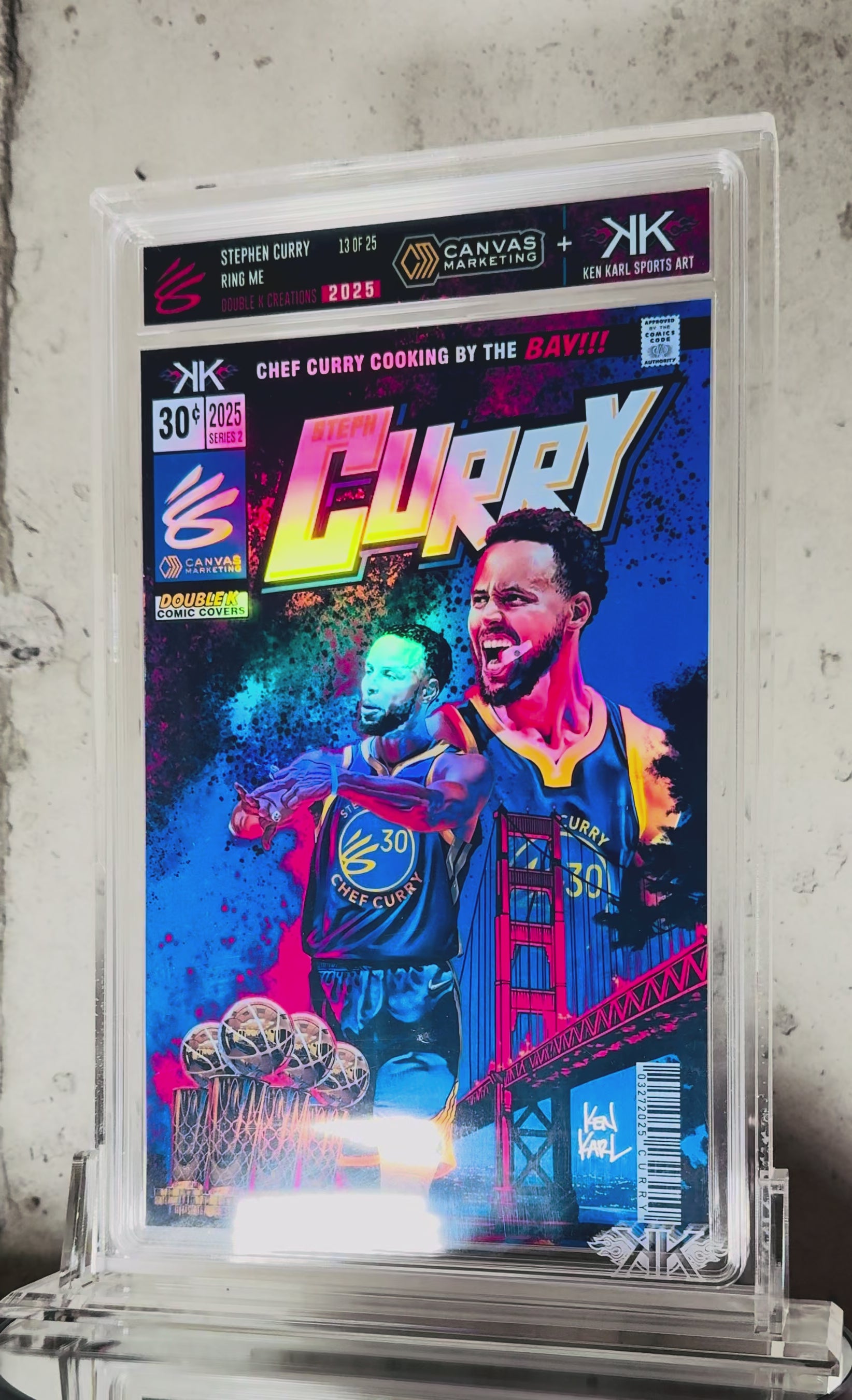 Steph Curry RING ME comic sized foil slab 1:25 – Ken Karl Sports Art