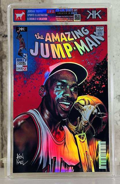 Michael Jordan Goat Trophy Comic Sized Holographic slabs 1:25
