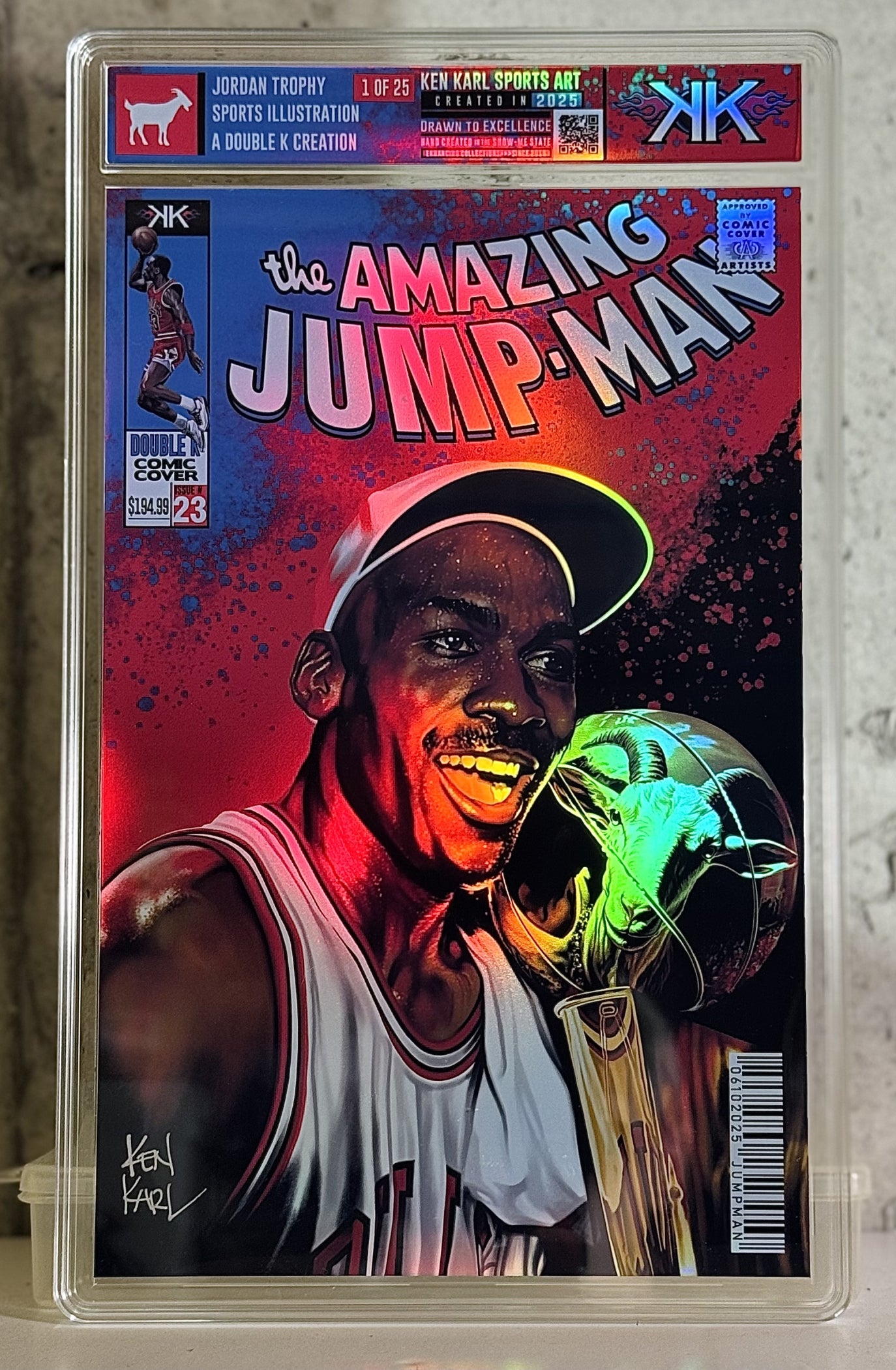 Michael Jordan Goat Trophy Comic Sized Holographic slabs 1:25