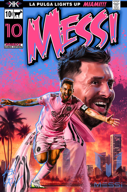 Lionel Messi Comic Cover sized XL holographic foil slab 1:25
